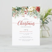 Botanical Floral Christmas Party Kaart (Staand voorkant)