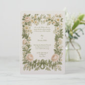 Botanical Floral Color Border Print Wedding Kaart (Staand voorkant)
