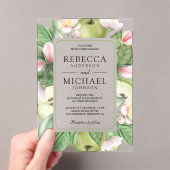 Botanical Floral Green Apple Orchard Wedding Acryl Uitnodigingen (Insitu (Draagbaar))