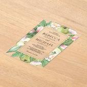 Botanical Floral Green Apple Orchard Wedding Acryl Uitnodigingen (Laagn)