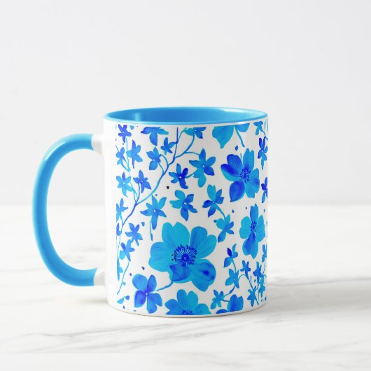 Botanical Floral in Deep Blue and White Mok (Links)
