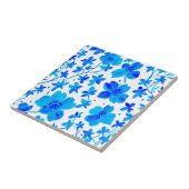 Botanical Floral in Deep Blue and White  Tegeltje (Zijkant)