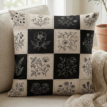 Botanical Floral Leather Look Patchwork Stitched