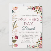Botanical Floral Mothers Day Brunch Invitation Kaart (Voorkant)