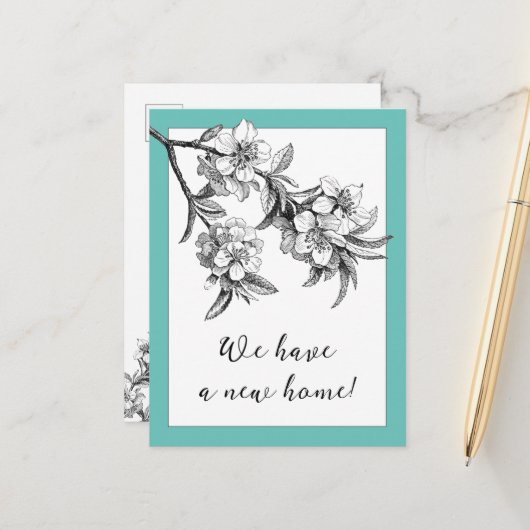 Botanical Floral Moving Announcement Postcard Aankondigingskaart (Voorkant / Achterkant in situ)