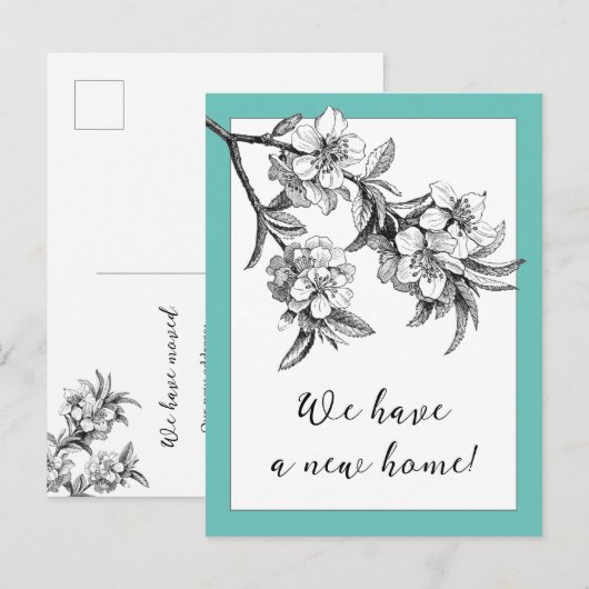 Botanical Floral Moving Announcement Postcard Aankondigingskaart (Voorkant / Achterkant)