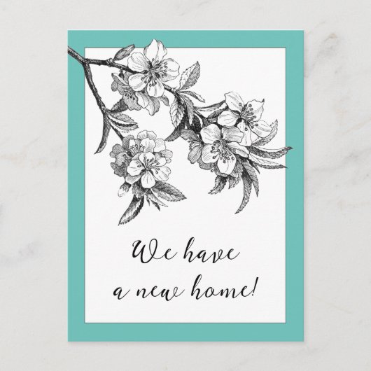 Botanical Floral Moving Announcement Postcard Aankondigingskaart (Voorkant)