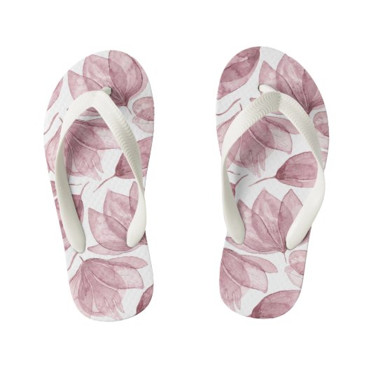 Botanical Floral Pink Plant Flower Pattern Kinder Teenslippers (Voetbed)
