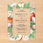 Botanical Floral Red Apple Orchard Wedding Acryl Uitnodigingen (Voorkant)
