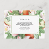 Botanical Floral Red Apple Orchard Wedding Details Informatiekaartje (Voorkant)