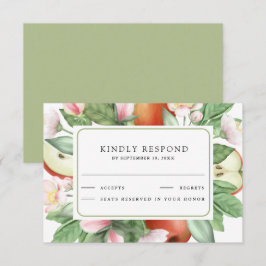 Botanical Floral Red Apple Orchard Wedding RSVP Kaartje