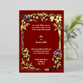 Botanical Floral Roos Vine Border Wedding Folie Uitnodiging (Staand Voorkant)