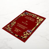 Botanical Floral Roos Vine Border Wedding Folie Uitnodiging (Gedraaid)
