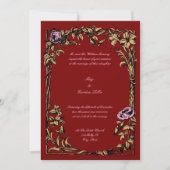 Botanical Floral Roos Vine Border Wedding Kaart (Voorkant)