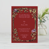 Botanical Floral Roos Vine Border Wedding Kaart (Staand voorkant)