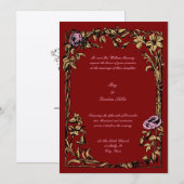 Botanical Floral Roos Vine Border Wedding Kaart (Voorkant / Achterkant)