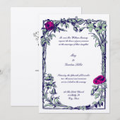 Botanical Floral Roos Vine Border Wedding Kaart (Voorkant / Achterkant)