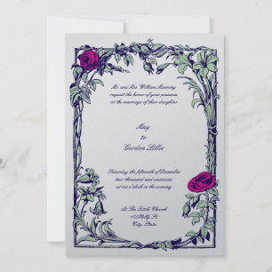Botanical Floral Roos Vine Border Wedding Kaart