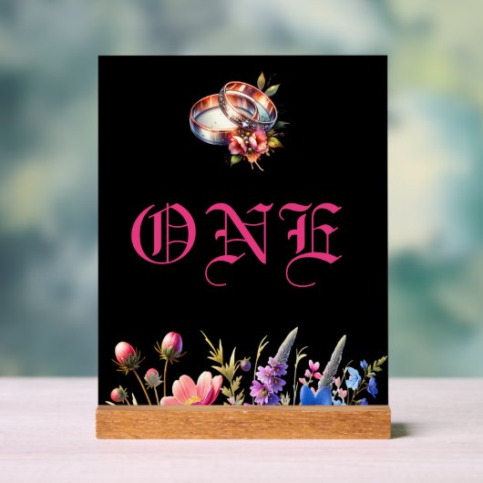 Botanical Floral Wedding bands Tabletop NumberSign Acryl Bord (Neutraal)