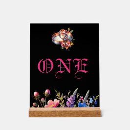 Botanical Floral Wedding bands Tabletop NumberSign Acryl Bord