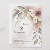 Botanical Floral Wedding Invitation Kaart (Voorkant)