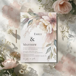 Botanical Floral Wedding Invitation Kaart
