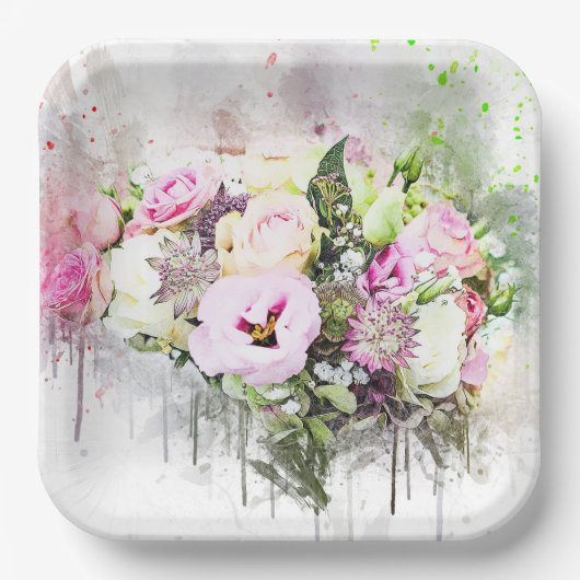 Botanical Flower Bouquet Art Abstract Papier Bord (Voorkant)
