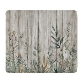Botanical Foliage Farmhouse Barn Wood look Snijplank