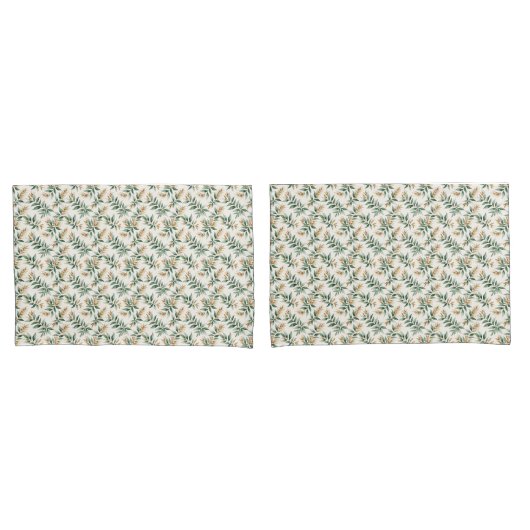 Botanical Foliage Green Leaves Patterned Kussensloop (Voorkant-Set)