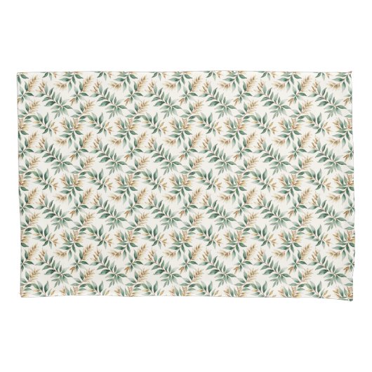 Botanical Foliage Green Leaves Patterned Kussensloop (Voorkant-Links)