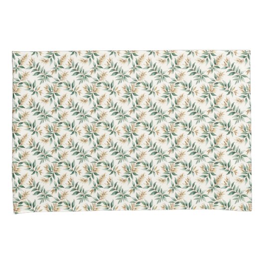Botanical Foliage Green Leaves Patterned Kussensloop (Voorkant-Rechts)