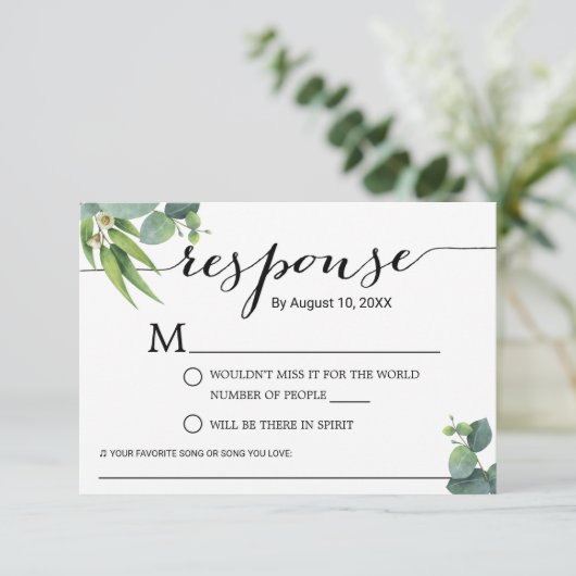 Botanical Foliage Song Request Wedding RSVP (Staand voorkant)