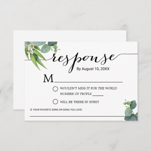 Botanical Foliage Song Request Wedding RSVP (Voorkant / Achterkant)