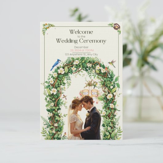 Botanical Forest Arch Wedding Invitation  Kaart (Staand voorkant)