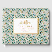 Botanical Forest Green en Gold Wedding Gastboek Gastenboek (Voorkant)
