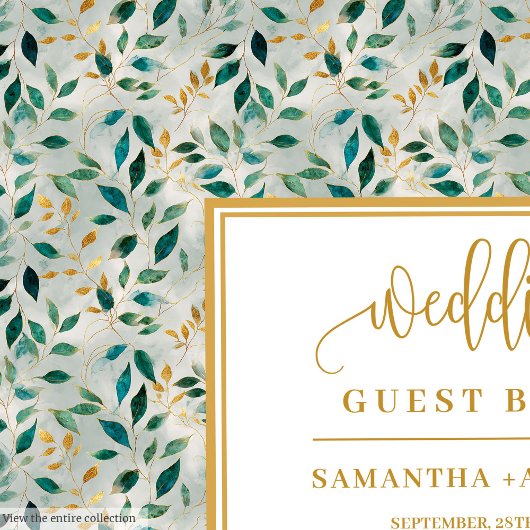 Botanical Forest Green en Gold Wedding Gastboek Gastenboek