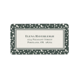 Botanical Forest Green Wildflower Lunaria Custom Etiket