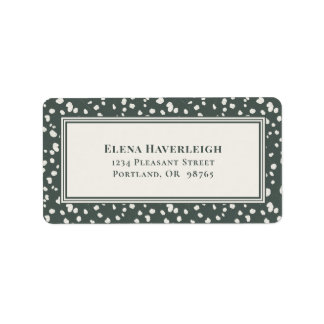 Botanical Forest Green Wildflower Lunaria Custom Etiket