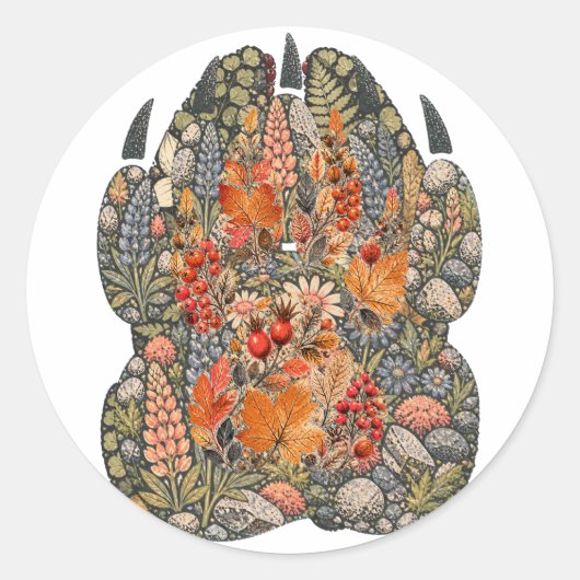 Botanical Fox Paw Autumn Hedgerow Nature Sticker (Voorkant)