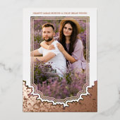 Botanical Frame Photo Wedding Flower & Branches Folie Uitnodiging (Voorkant)