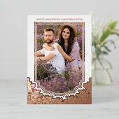 Botanical Frame Photo Wedding Flower & Branches Folie Uitnodiging (Staand Voorkant)