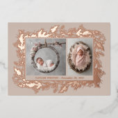 Botanical Frame Winter Foliage New Baby Birth Folie Feestdagenkaart (Voorkant)