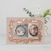 Botanical Frame Winter Foliage New Baby Birth Folie Feestdagenkaart (Staand Voorkant)