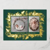 Botanical Frame Winter Foliage New Baby Folie Feestdagenkaart (Voorkant)