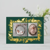 Botanical Frame Winter Foliage New Baby Folie Feestdagenkaart (Staand Voorkant)