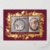 Botanical Frame Winter Foliage New Baby Folie Feestdagenkaart (Voorkant)