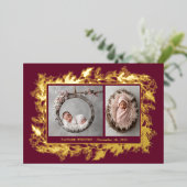 Botanical Frame Winter Foliage New Baby Folie Feestdagenkaart (Staand Voorkant)