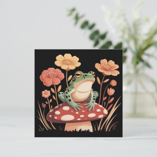 Botanical Frog Lovers Gifts Floral Flower Nature Kaart (Staand voorkant)
