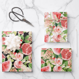 Botanical Fruit and Flowers Inpakpapier Vel