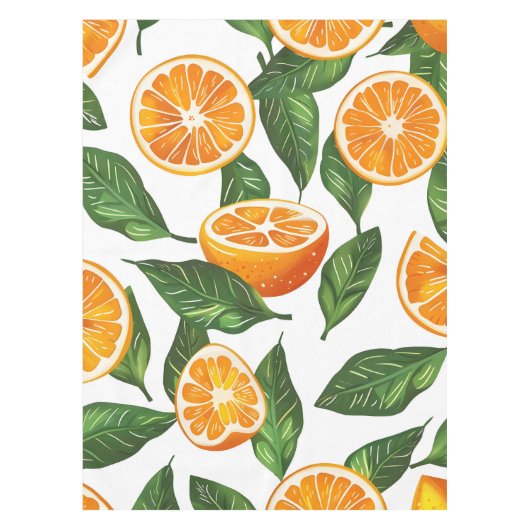 Botanical Fruit Orange Citrus Seamless Pattern Tafelkleed (Voorkant)